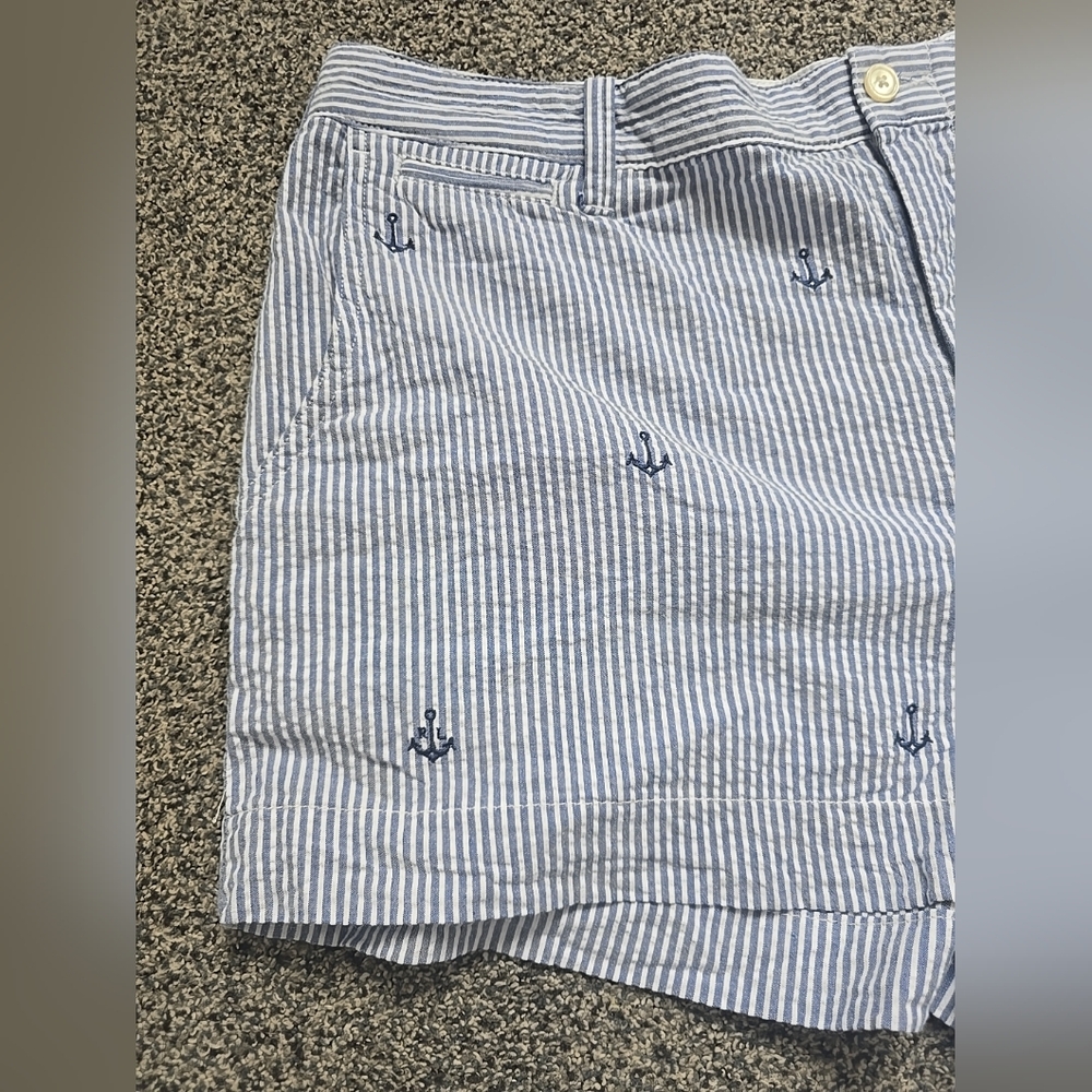 POLO by Ralph Lauren Seersucker Shorts With Embroidered RL Anchors, Size 12 - Picture 3 of 8